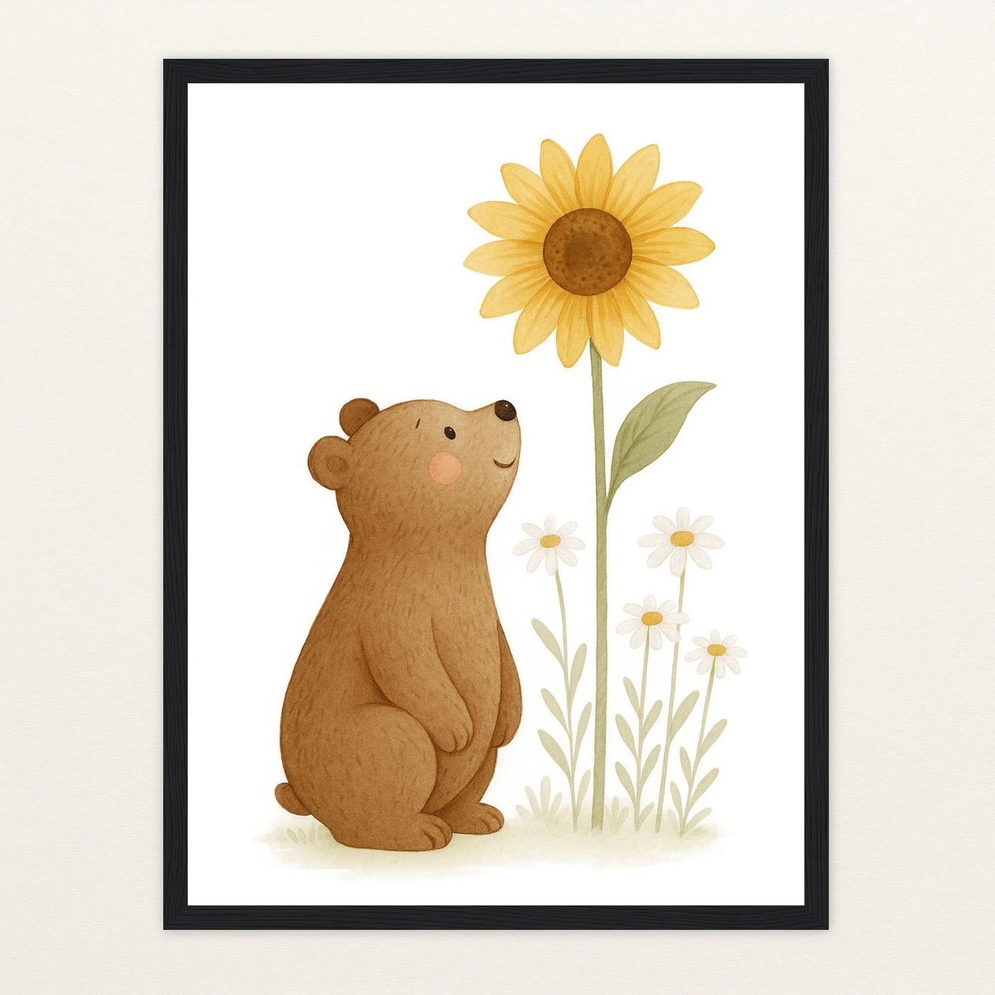 Balu der Bär - Motiv: "Sonnenblume" Poster mit Holzrahmen von tinylearner