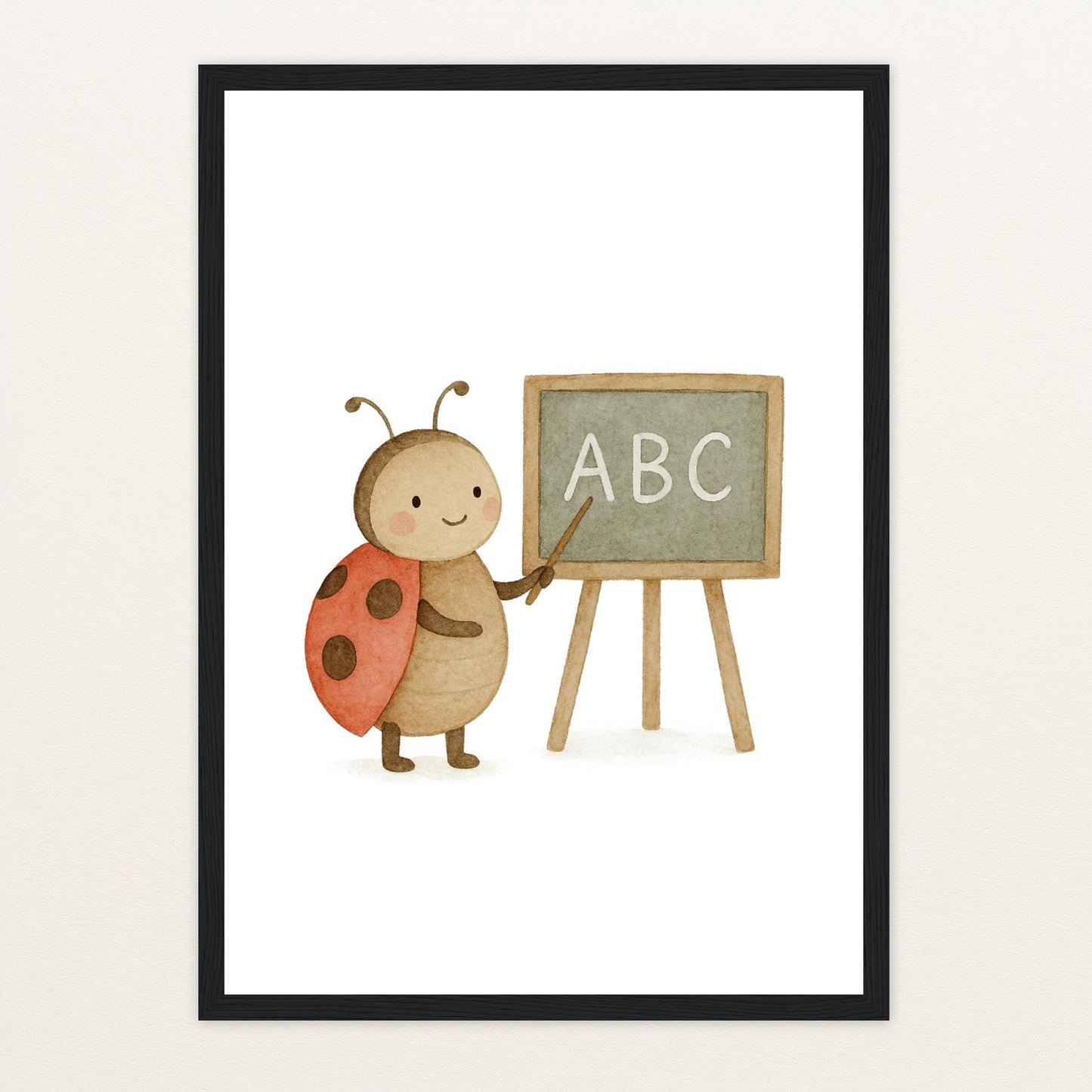 Marie der Marienenkäfer - Lehrer Poster mit Holzrahmen von tinylearner