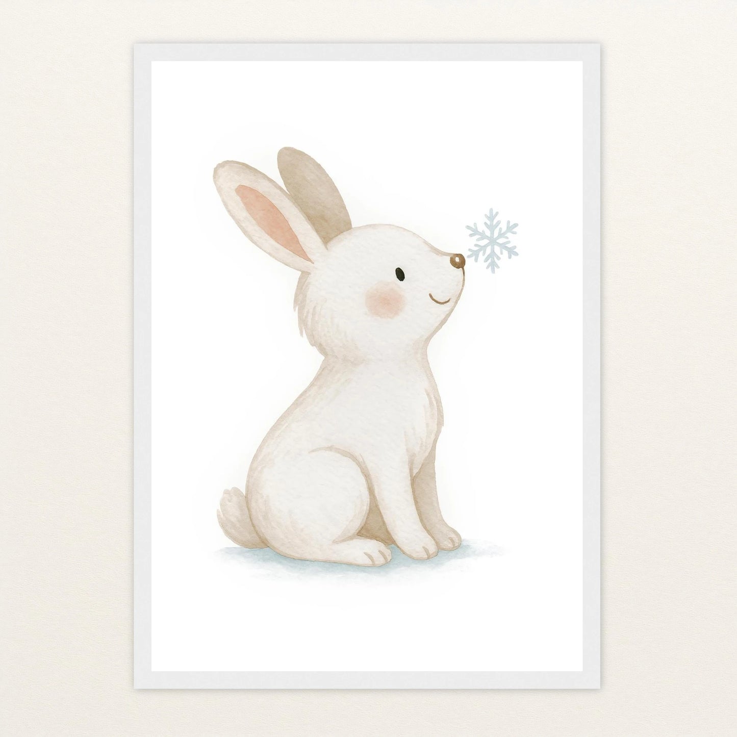 Sina der Schneehase Poster mit Holzrahmen von tinylearner