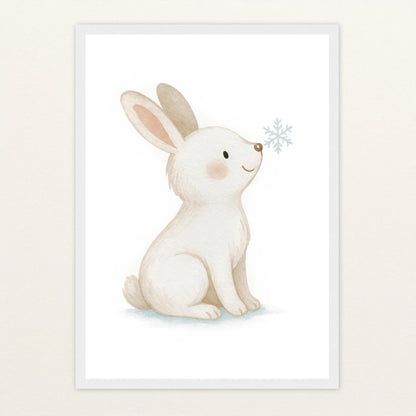 Sina der Schneehase Poster mit Holzrahmen von tinylearner