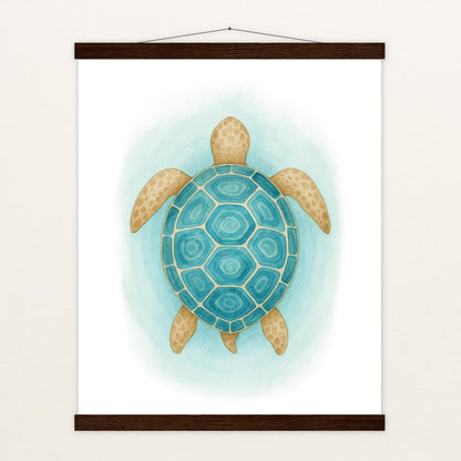 Sora die Schildkröte - Motiv: "Treiben" Poster mit Leisten von tinylearner