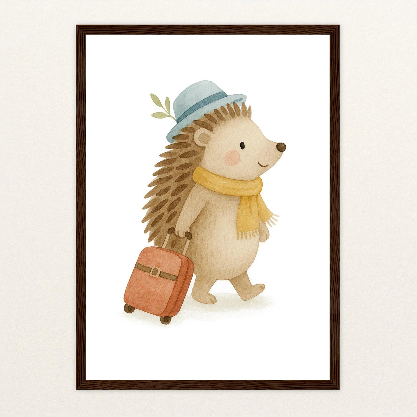 Iggi der Igel - Motiv: "Reisen" Poster mit Holzrahmen von tinylearner