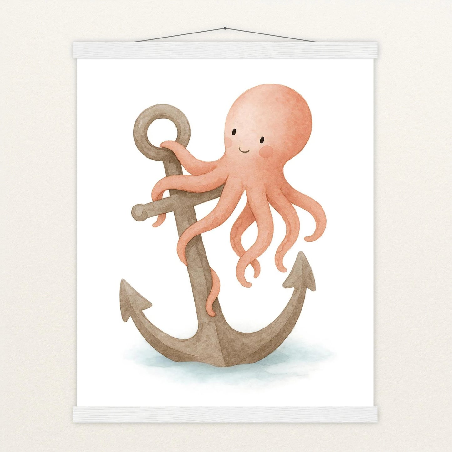 Tilli der Tintenfisch - Motiv: "Anker" Poster mit Leisten von tinylearner