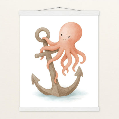 Tilli der Tintenfisch - Motiv: "Anker" Poster mit Leisten von tinylearner