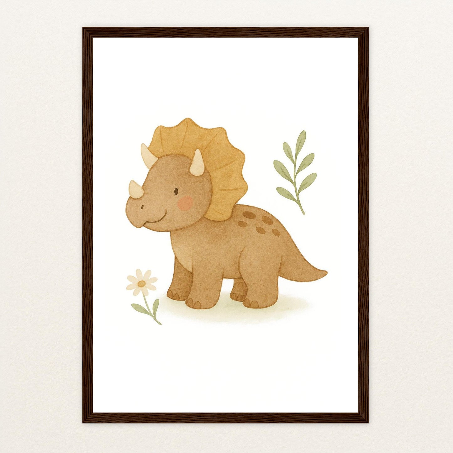 Dinosaurier Triceratops Poster mit Holzrahmen von tinylearner