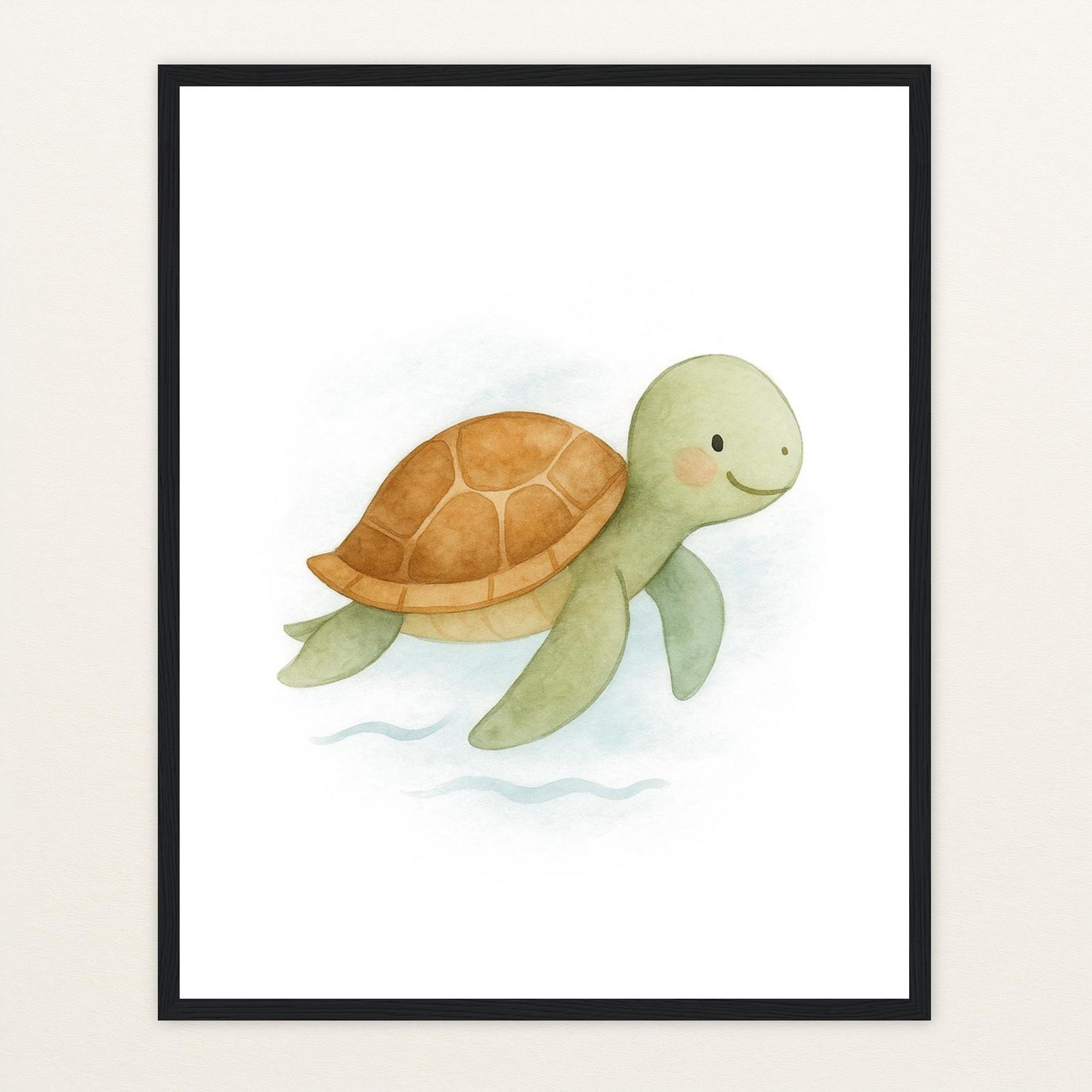 Sora die Schildkröte Poster mit Holzrahmen von tinylearner