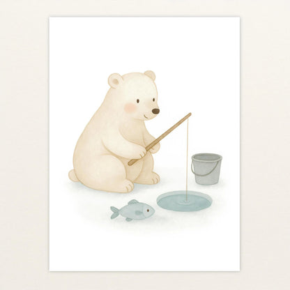 Pummel der Polarbär - Motiv: "Angeln" Poster von tinylearner
