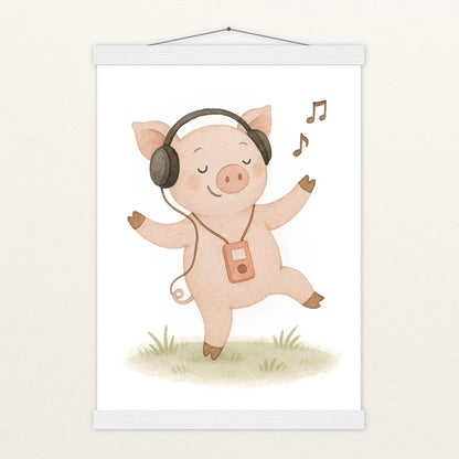 Susi das Schwein - Motiv: "Musik" Poster mit Leisten von tinylearner