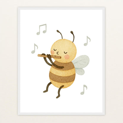 Bibi die Biene - Motiv: "Flöte" Poster mit Holzrahmen von tinylearner