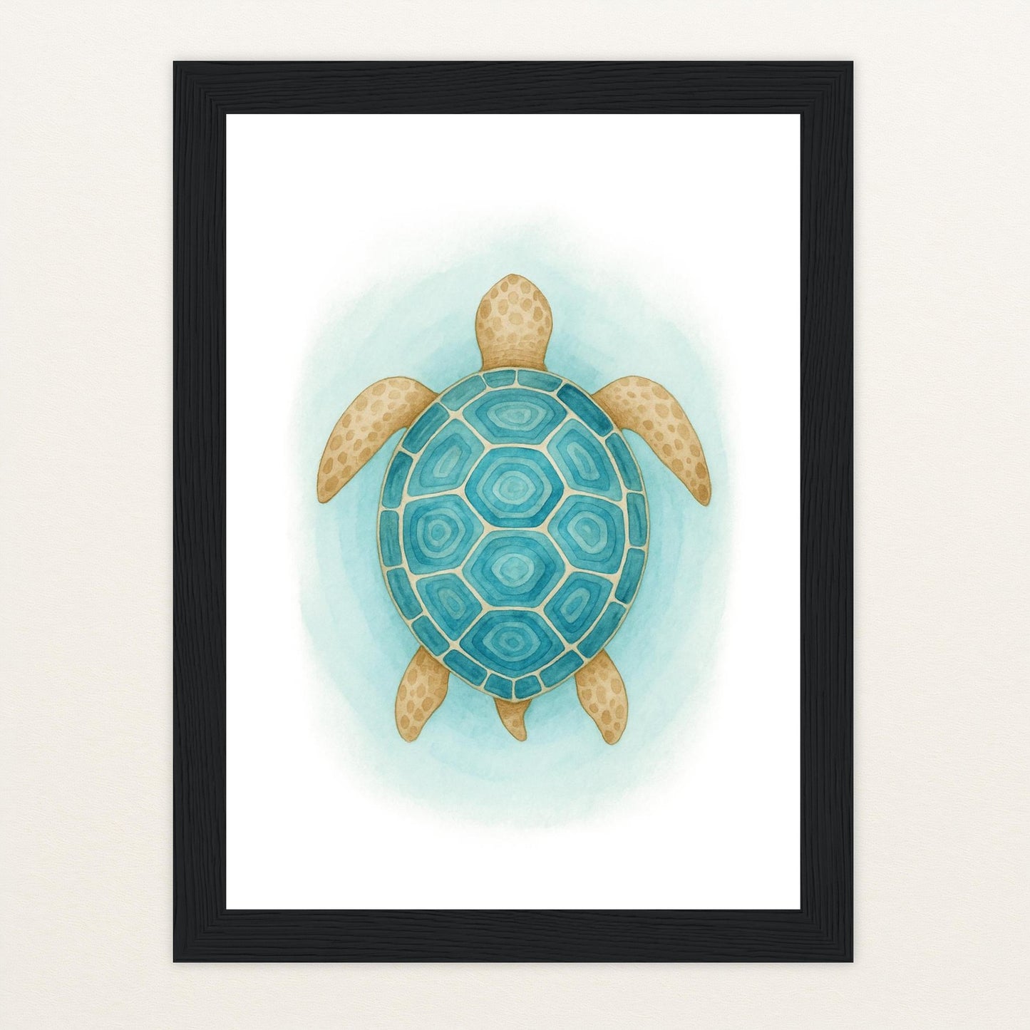 Sora die Schildkröte - Motiv: "Treiben" Poster mit Holzrahmen von tinylearner