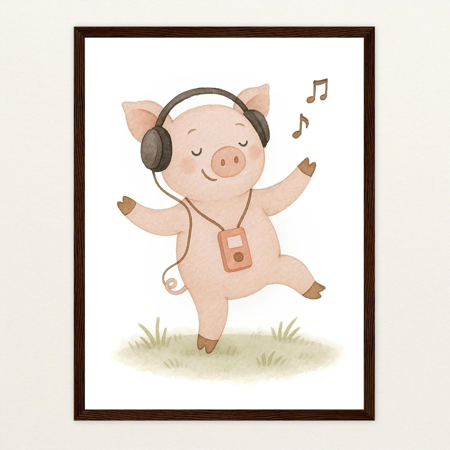Susi das Schwein - Motiv: "Musik" Poster mit Holzrahmen von tinylearner