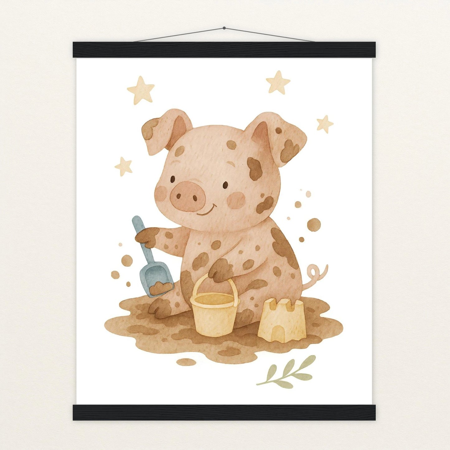 Susi das Schwein - Motiv: "Sandkasten" Poster mit Leisten von tinylearner