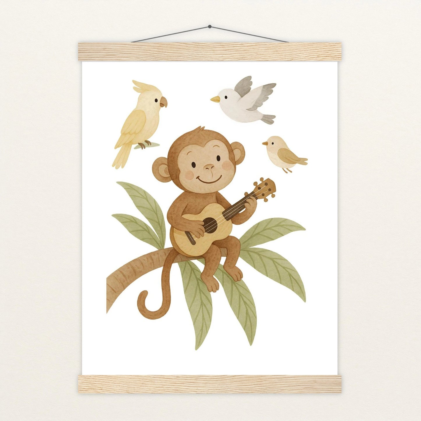 Aki der Affe - Motiv: "Ukulele" Poster mit Leisten von tinylearner