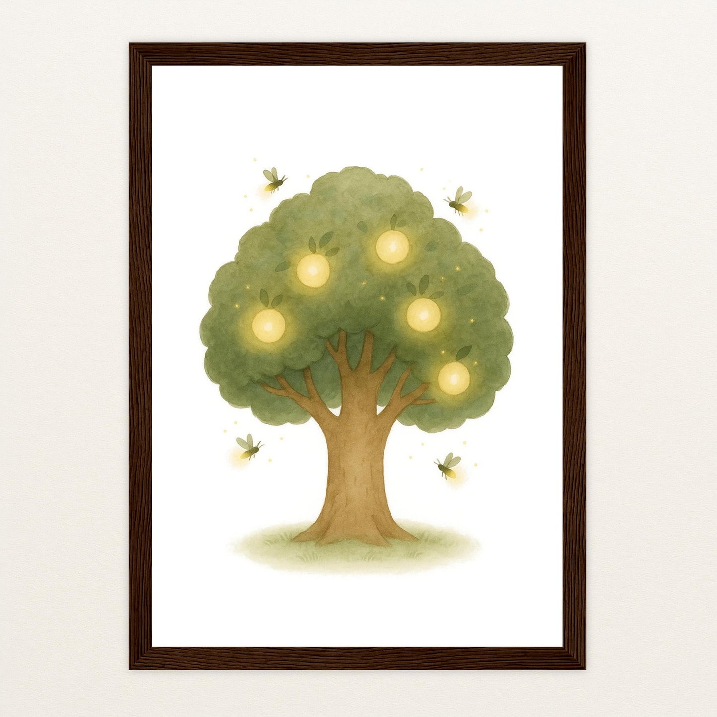 Leuchtbaum Poster mit Holzrahmen von tinylearner