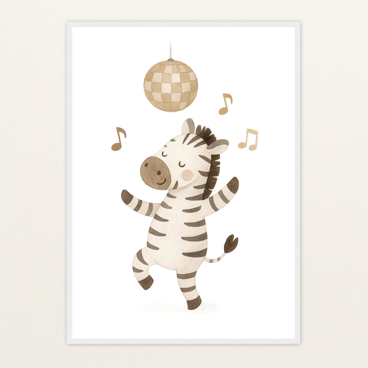 Zinni das Zebra - Motiv: "Tanzen" Poster mit Holzrahmen von tinylearner