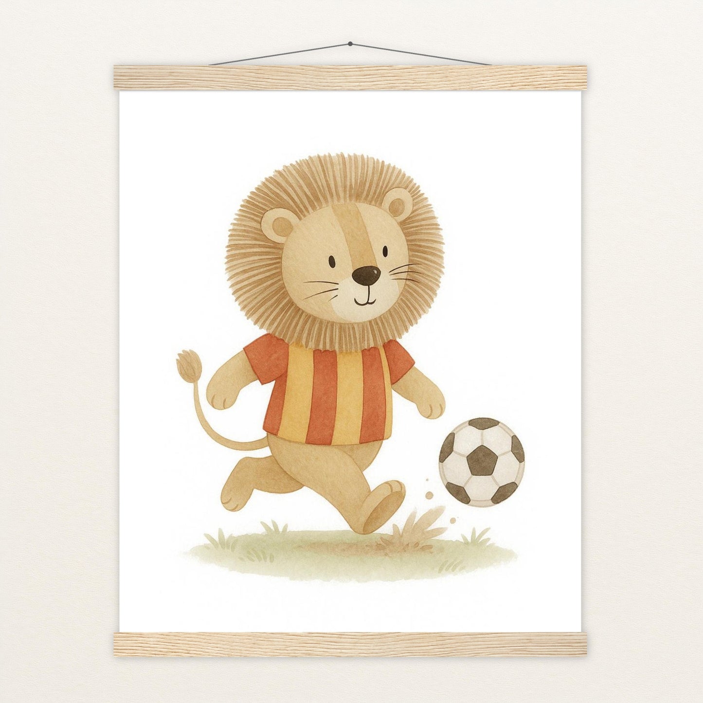 Leo der Löwe - Motiv: "Fußball" Poster mit Leisten von tinylearner