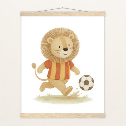Leo der Löwe - Motiv: "Fußball" Poster mit Leisten von tinylearner