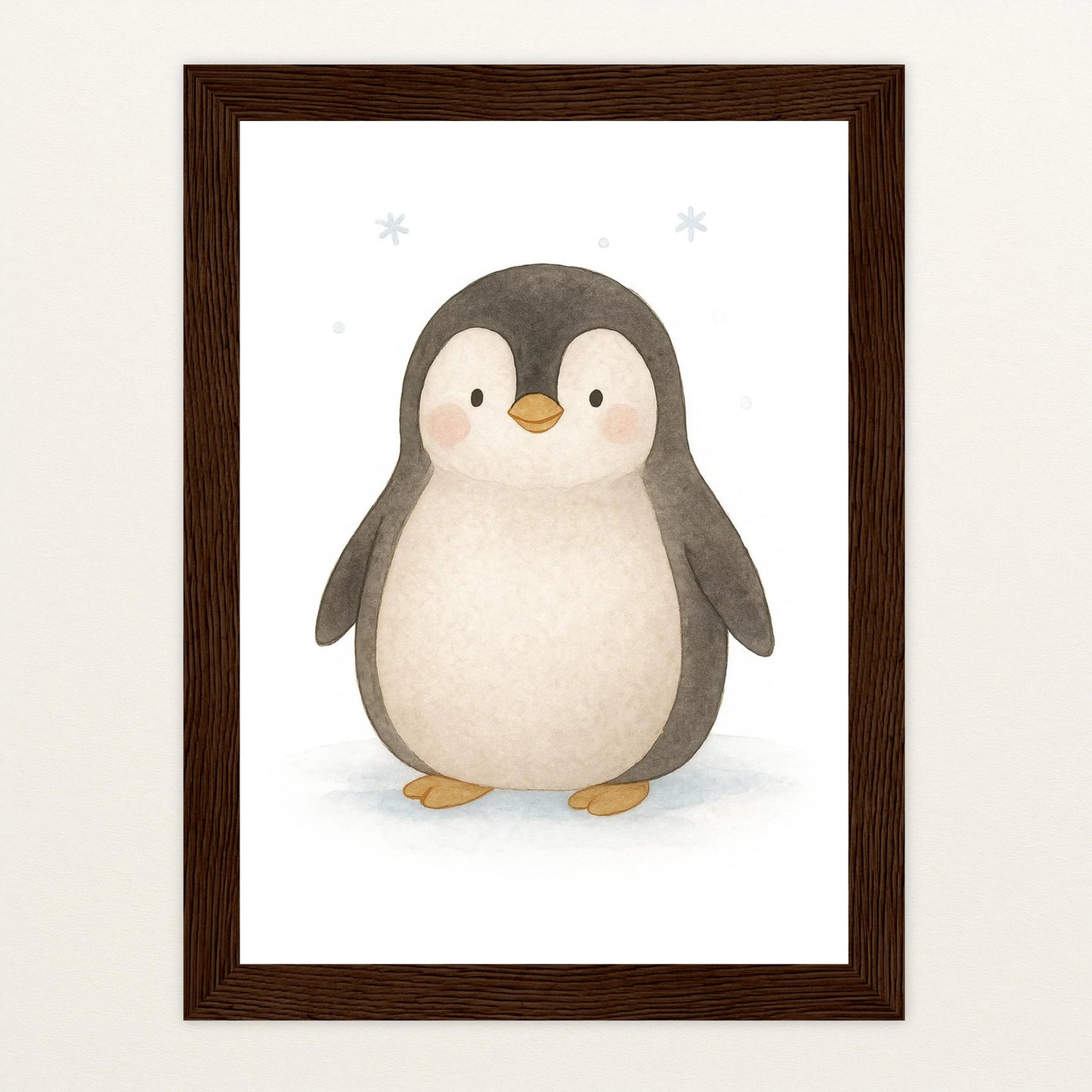 Pia der Pinguin Poster mit Holzrahmen von tinylearner