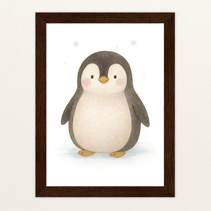 Pia der Pinguin Poster mit Holzrahmen von tinylearner