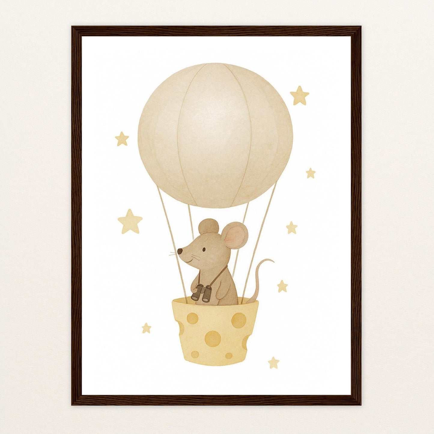 Mimi die Maus - Motiv: "Heißluftballon" Poster mit Holzrahmen von tinylearner