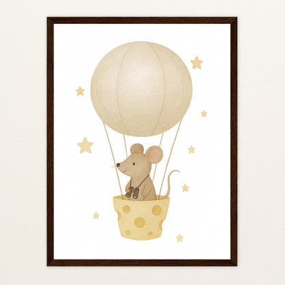 Mimi die Maus - Motiv: "Heißluftballon" Poster mit Holzrahmen von tinylearner
