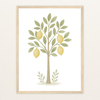 Zitronenbaum Poster mit Holzrahmen von tinylearner