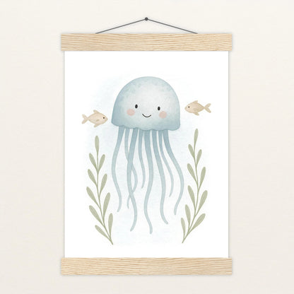 Quinn die Qualle Poster mit Leisten von tinylearner