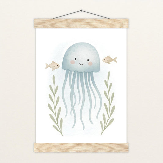 Quinn die Qualle Poster mit Leisten von tinylearner