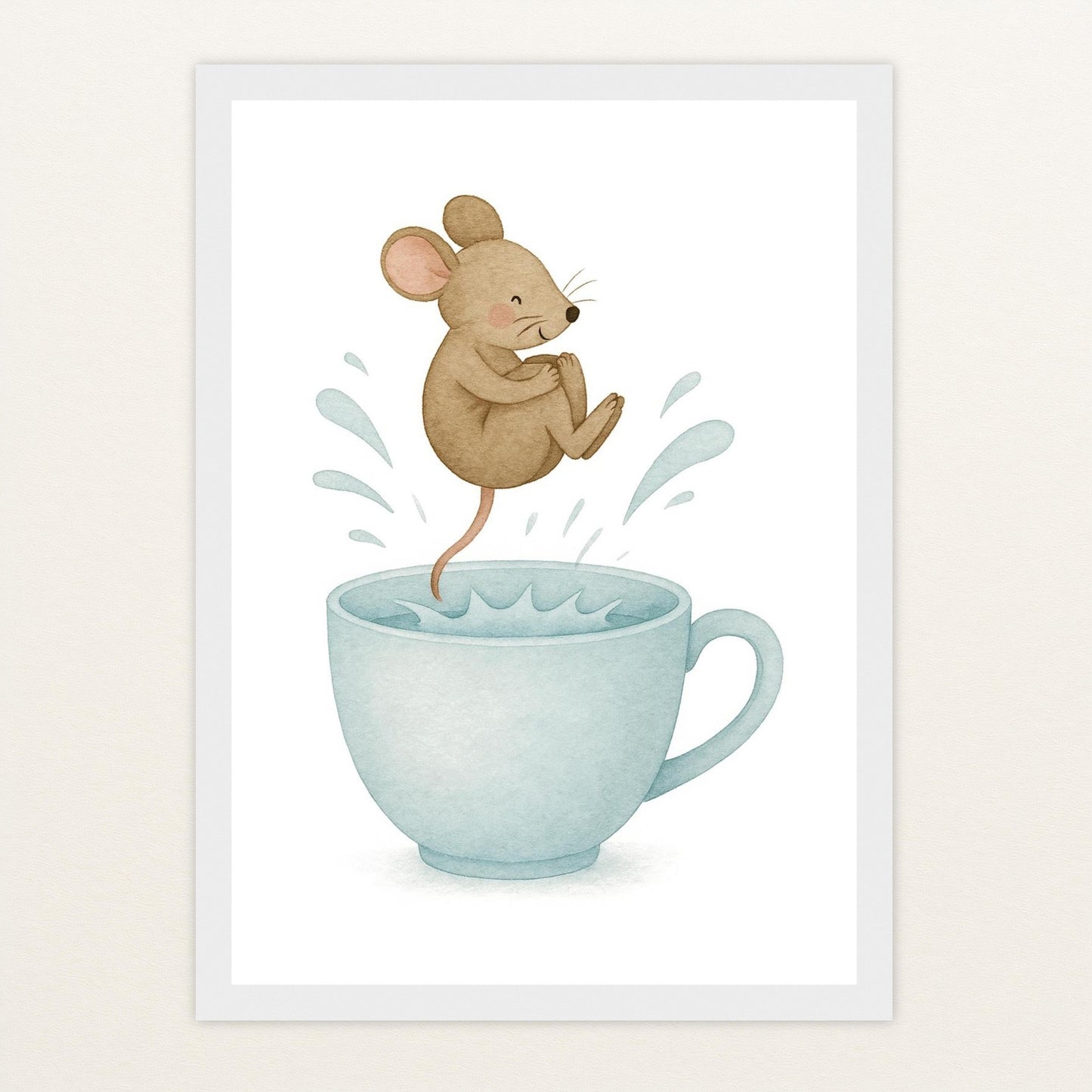 Mimi die Maus - Motiv: "Pool" Poster mit Holzrahmen von tinylearner