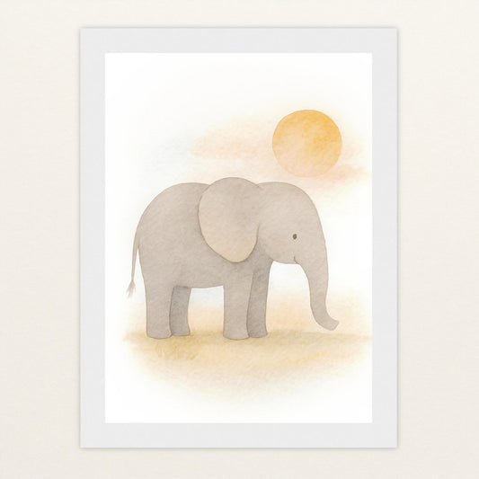 Emil der Elefant - Motiv: "Sonne" Poster mit Holzrahmen von tinylearner