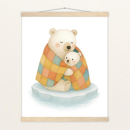 Pummel der Polarbär - Motiv: "Familie" Poster mit Leisten von tinylearner