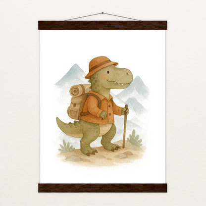 Dinosaurier T-Rex - Motiv: "Wandern" Poster mit Leisten von tinylearner