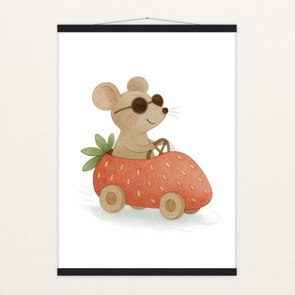 Mimi die Maus - Motiv: "Erdbeerwagen" Poster mit Leisten von tinylearner