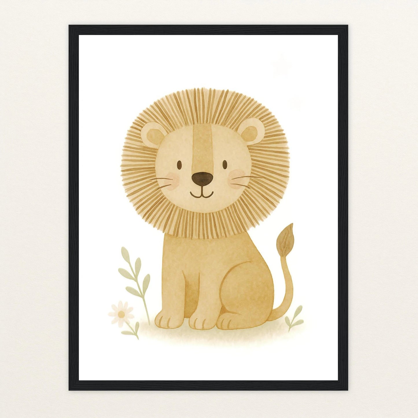 Leo der Löwe Poster mit Holzrahmen von tinylearner