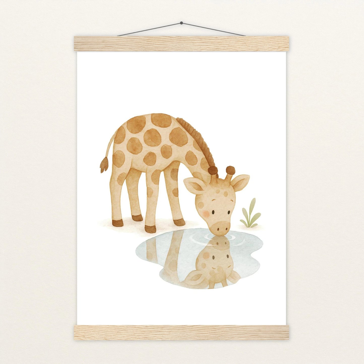 Greta die Giraffe - Motiv: "Trinken" Poster mit Leisten von tinylearner