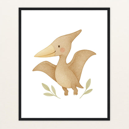 Dinosaurier Pteranodon Poster mit Holzrahmen von tinylearner