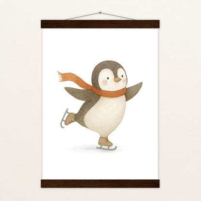 Pia der Pinguin - Motiv: "Eislaufen" Poster mit Leisten von tinylearner