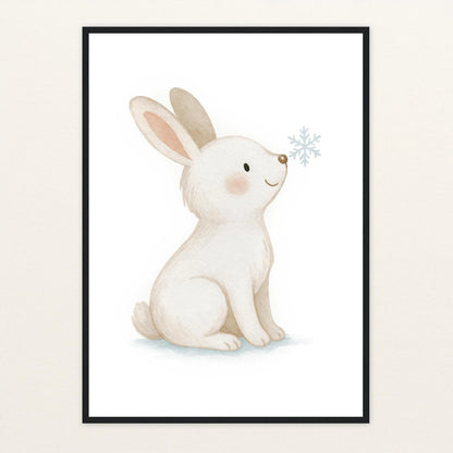Sina der Schneehase Poster mit Holzrahmen von tinylearner