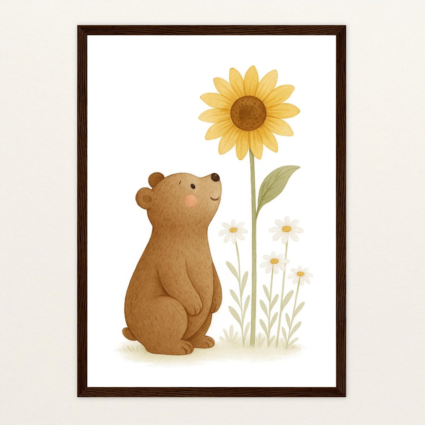 Balu der Bär - Motiv: "Sonnenblume" Poster mit Holzrahmen von tinylearner