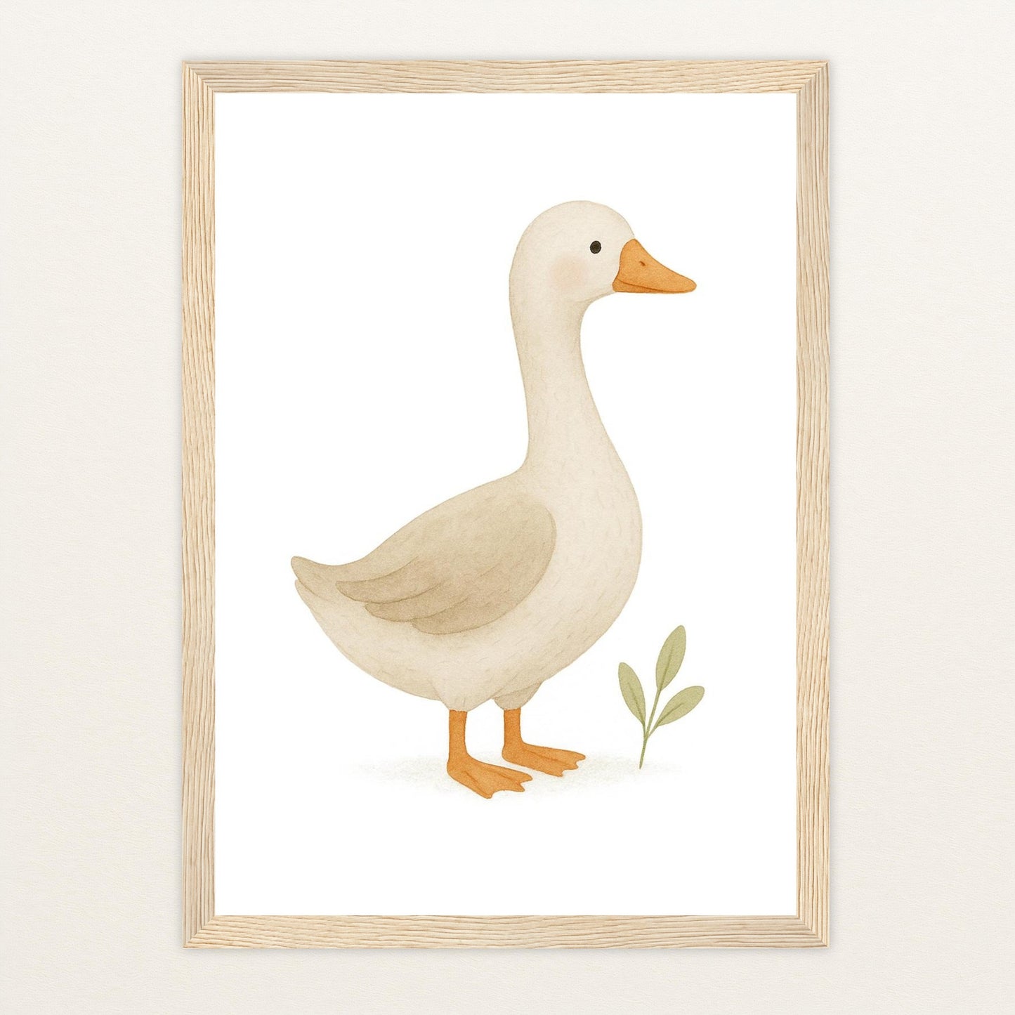 Gusi die Gans Poster mit Holzrahmen von tinylearner