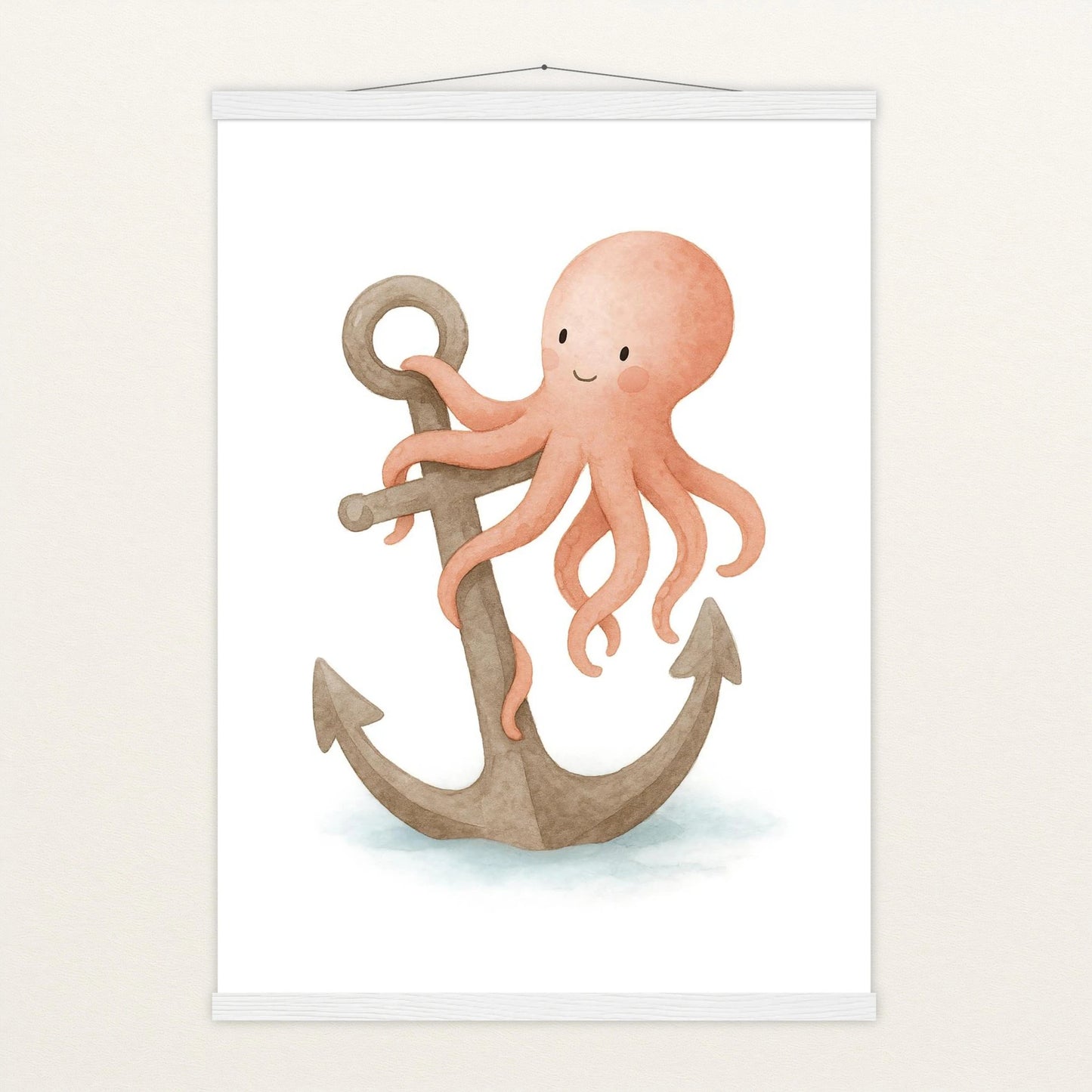 Tilli der Tintenfisch - Motiv: "Anker" Poster mit Leisten von tinylearner