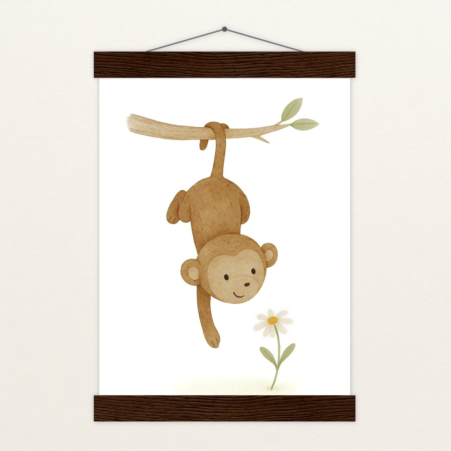 Aki der Affe - Motiv: "Gänseblümchen" Poster mit Leisten von tinylearner