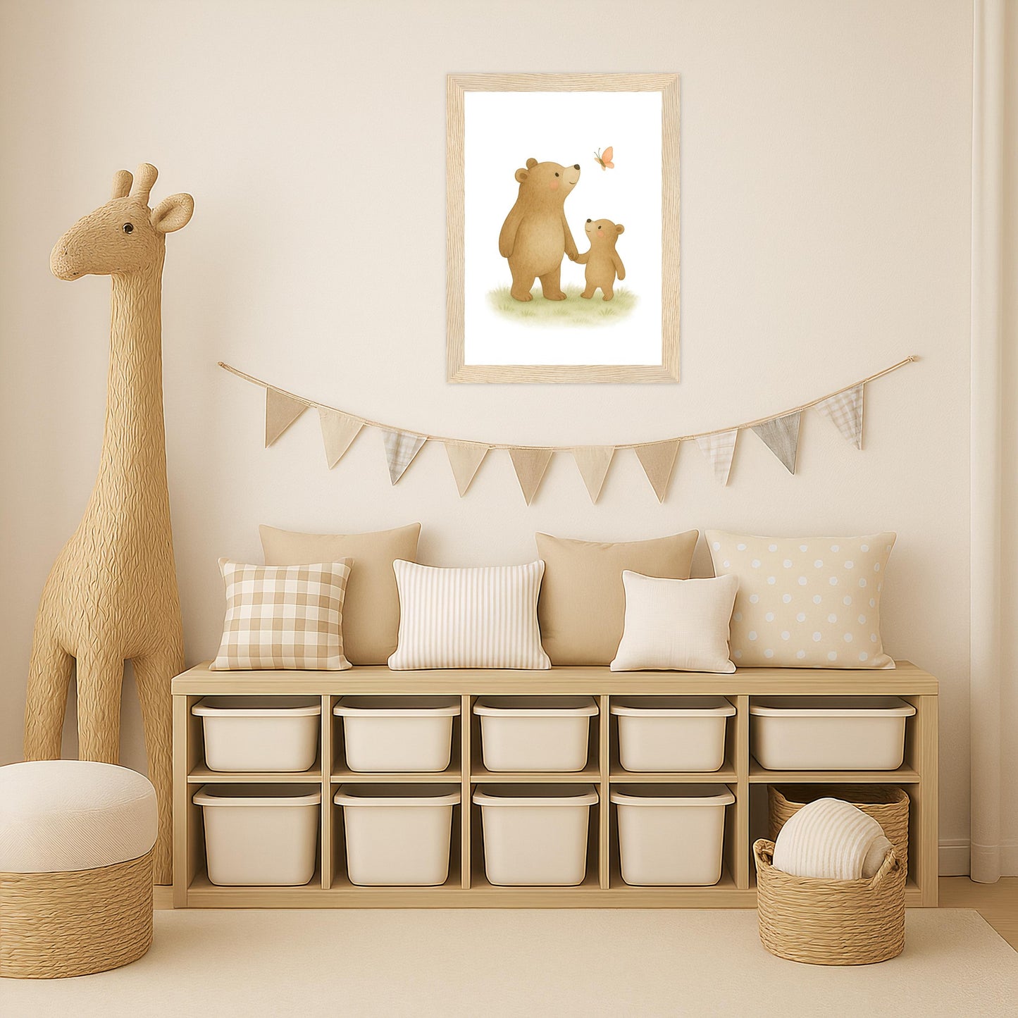 Balu der Bär - Motiv: "Schmetterling" Poster mit Holzrahmen von tinylearner