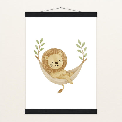 Leo der Löwe - Motiv: "Hängematte" Poster mit Leisten von tinylearner