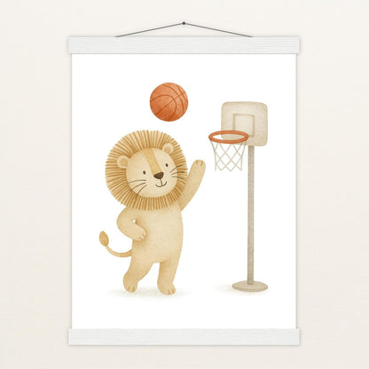 Leo der Löwe - Motiv: "Basketball" Poster mit Leisten von tinylearner