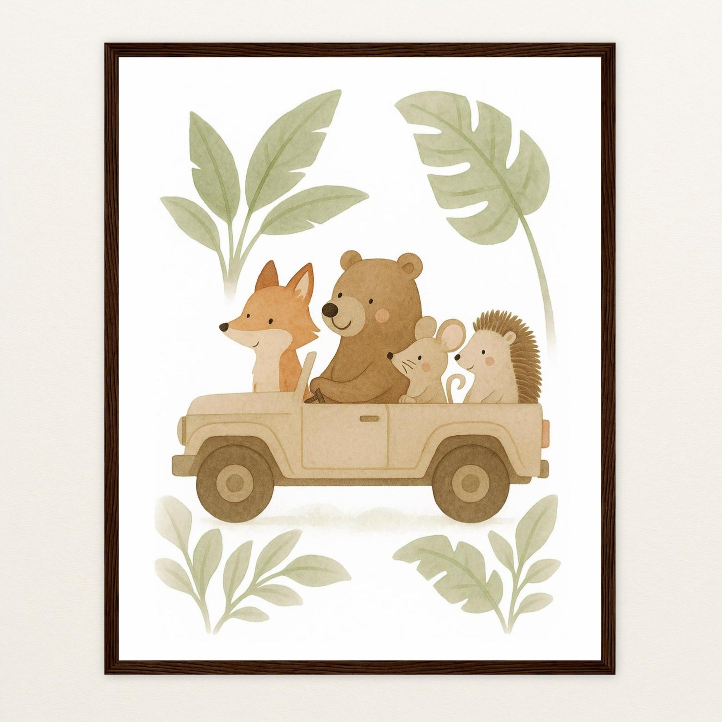 Tierfreunde - Motiv: "Safari" Poster mit Holzrahmen von tinylearner