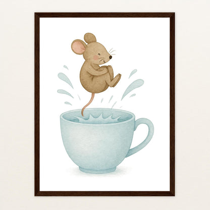 Mimi die Maus - Motiv: "Pool" Poster mit Holzrahmen von tinylearner