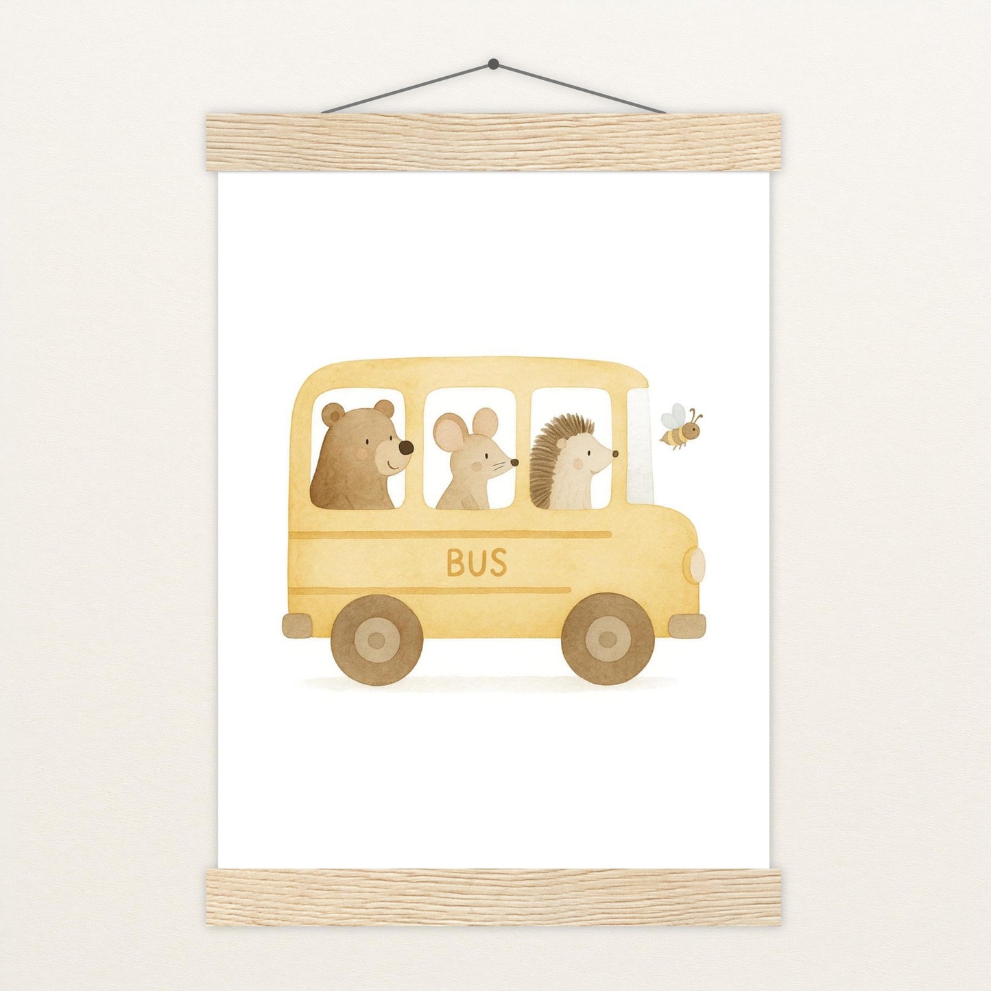 Tierfreunde - Motiv: "Schulbus" Poster mit Leisten von tinylearner