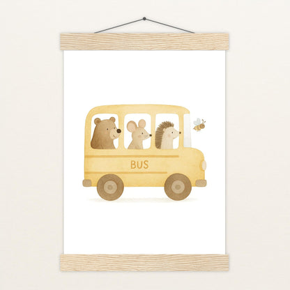 Tierfreunde - Motiv: "Schulbus" Poster mit Leisten von tinylearner