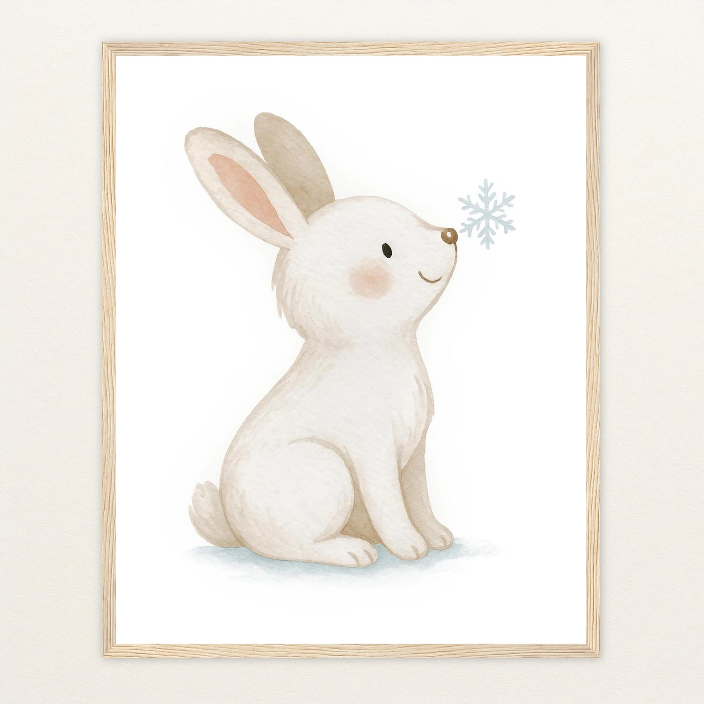 Sina der Schneehase Poster mit Holzrahmen von tinylearner